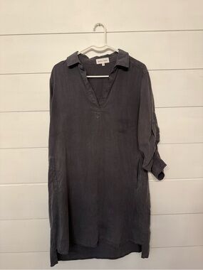 Bella Dahl Charcoal Gray Midi Shirt Dress